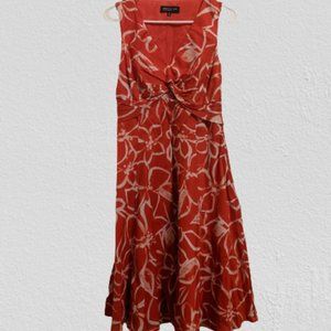 Jones New York Red Floral Knee Length Dress
